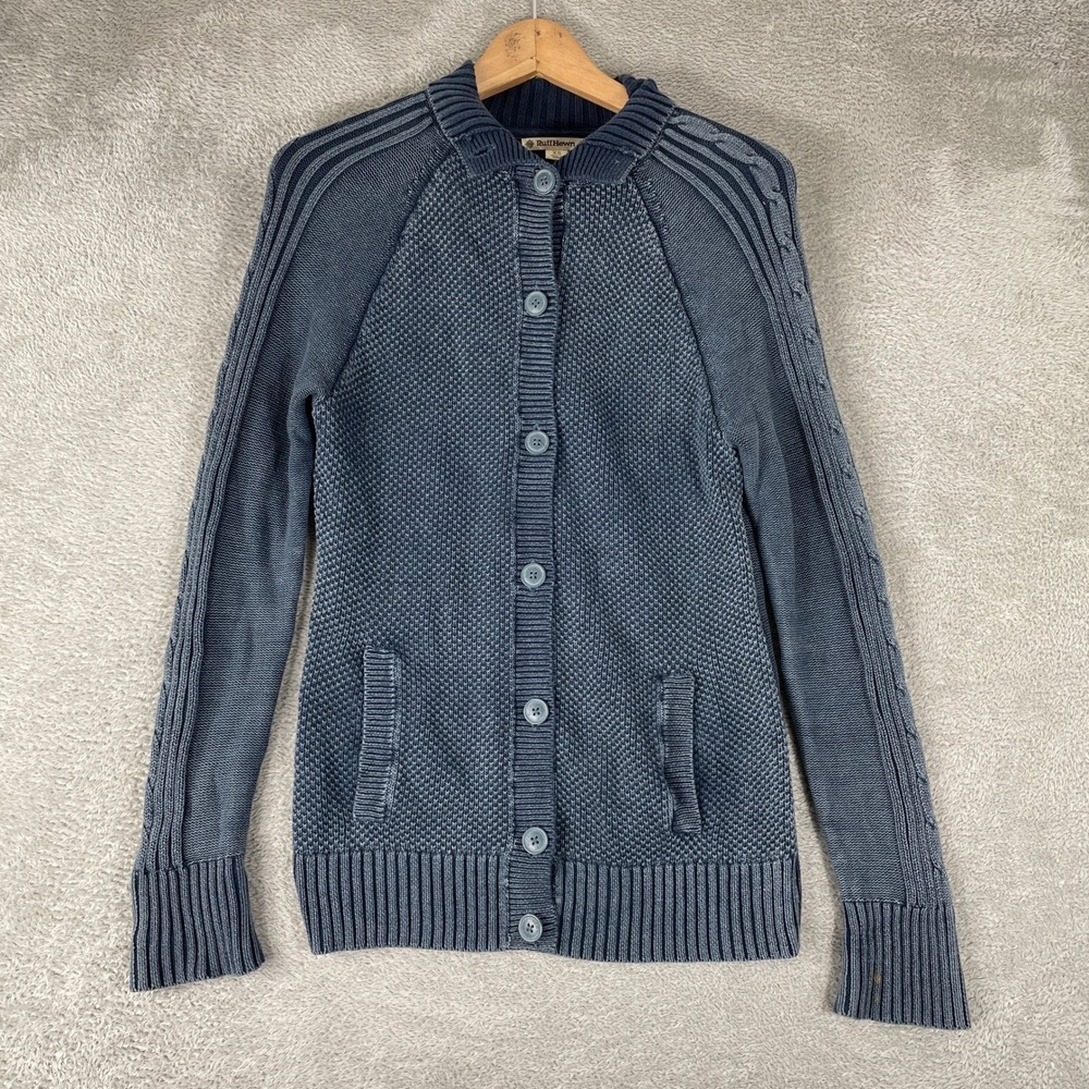 RuffHewn Cardigan Womens XS Blue Faded Cable Knit Textured Rustic Boho Sweater